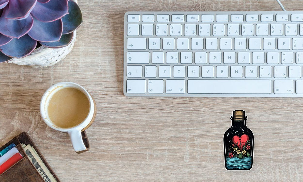 Bottle with Heart Art Sticker