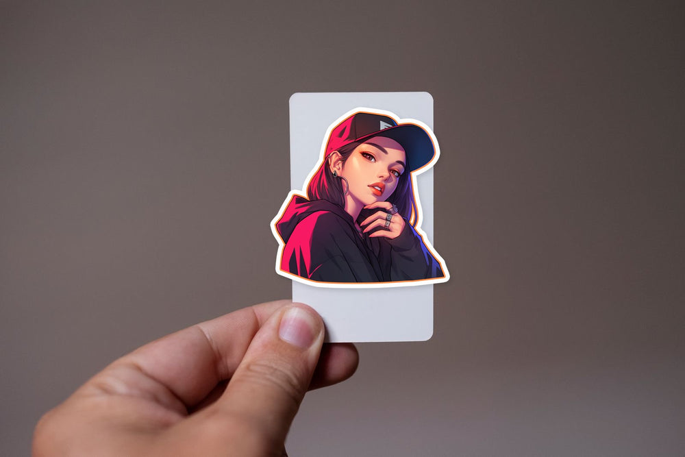Hypebeast Girl Red Cap Sticker