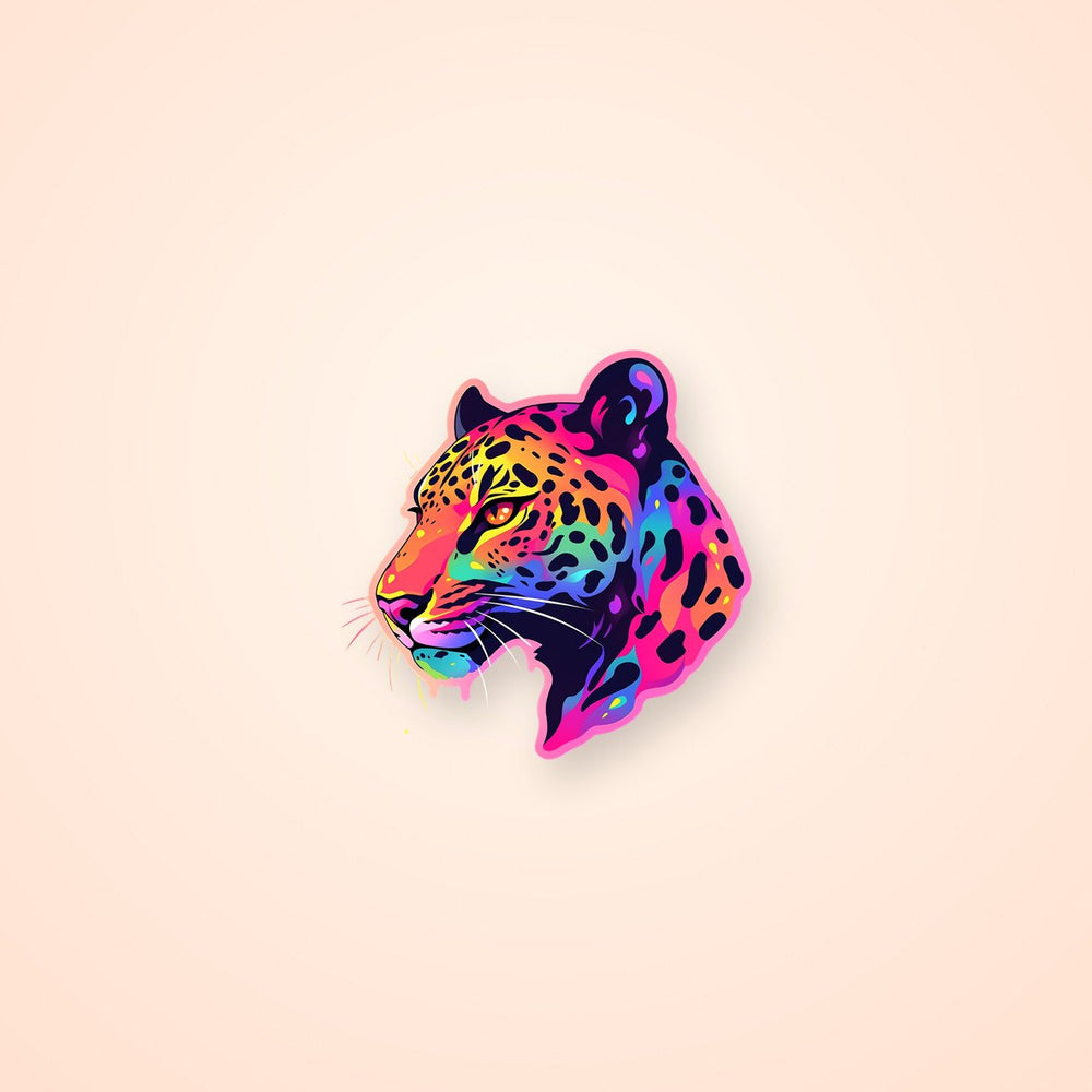 Colorful Leopard Head Sticker