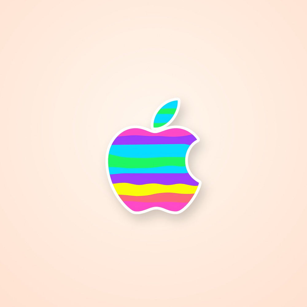 Apple Logo Rainbow Stripes Sticker