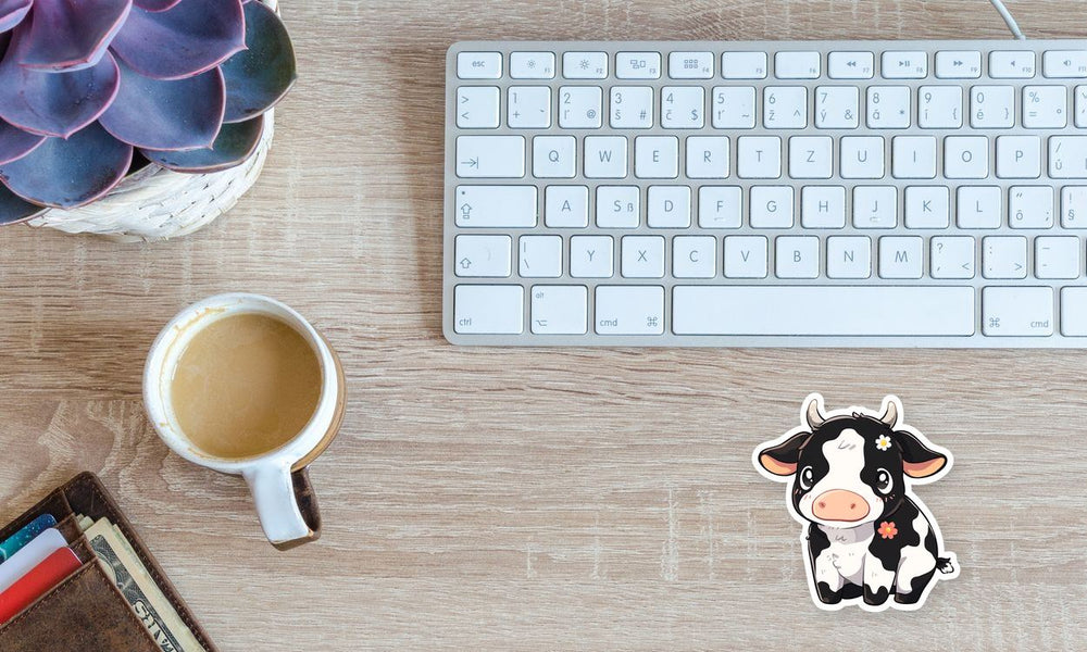 Cute Black & White Cow Sticker