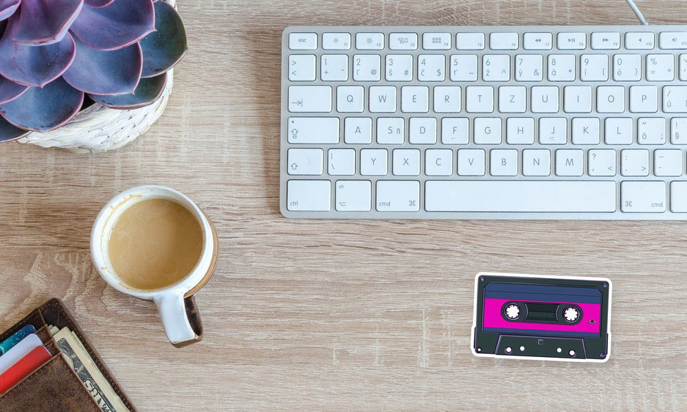 Neon Mixtape Cassette Sticker