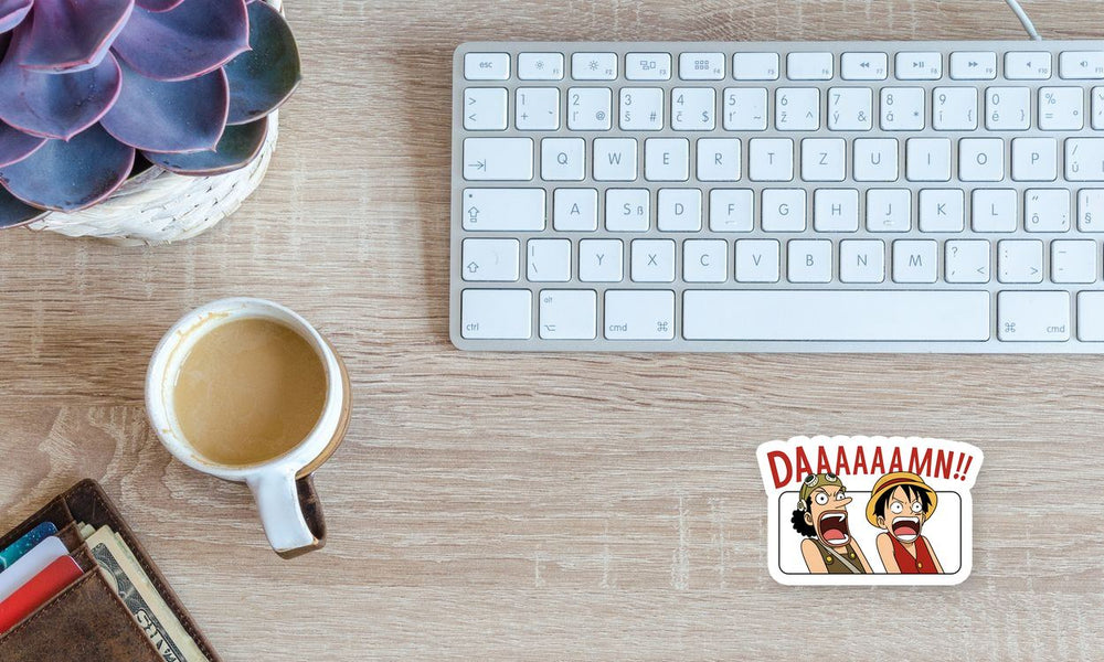 Luffy Usopp Daaamn One Piece Sticker