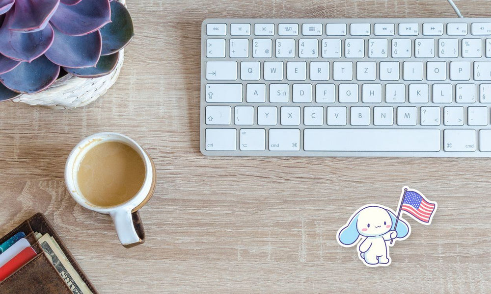 Cinnamoroll Waving USA Flag Kawaii Sticker