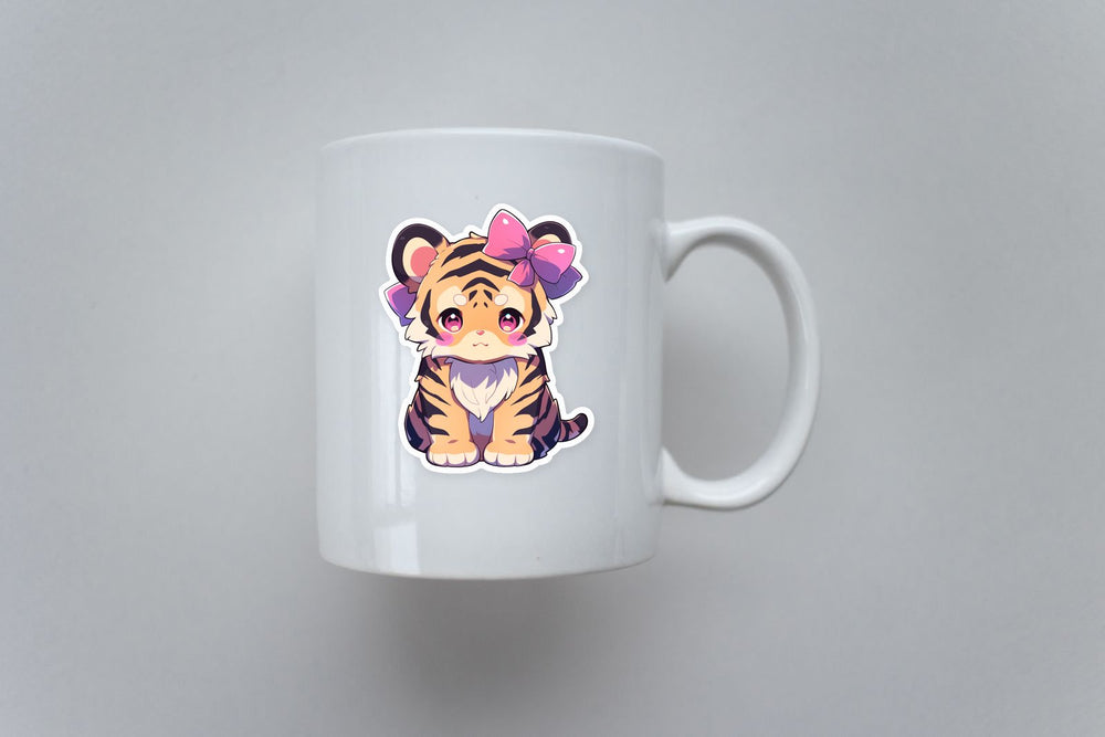 Cute Tiger Cub with Bow Sticker