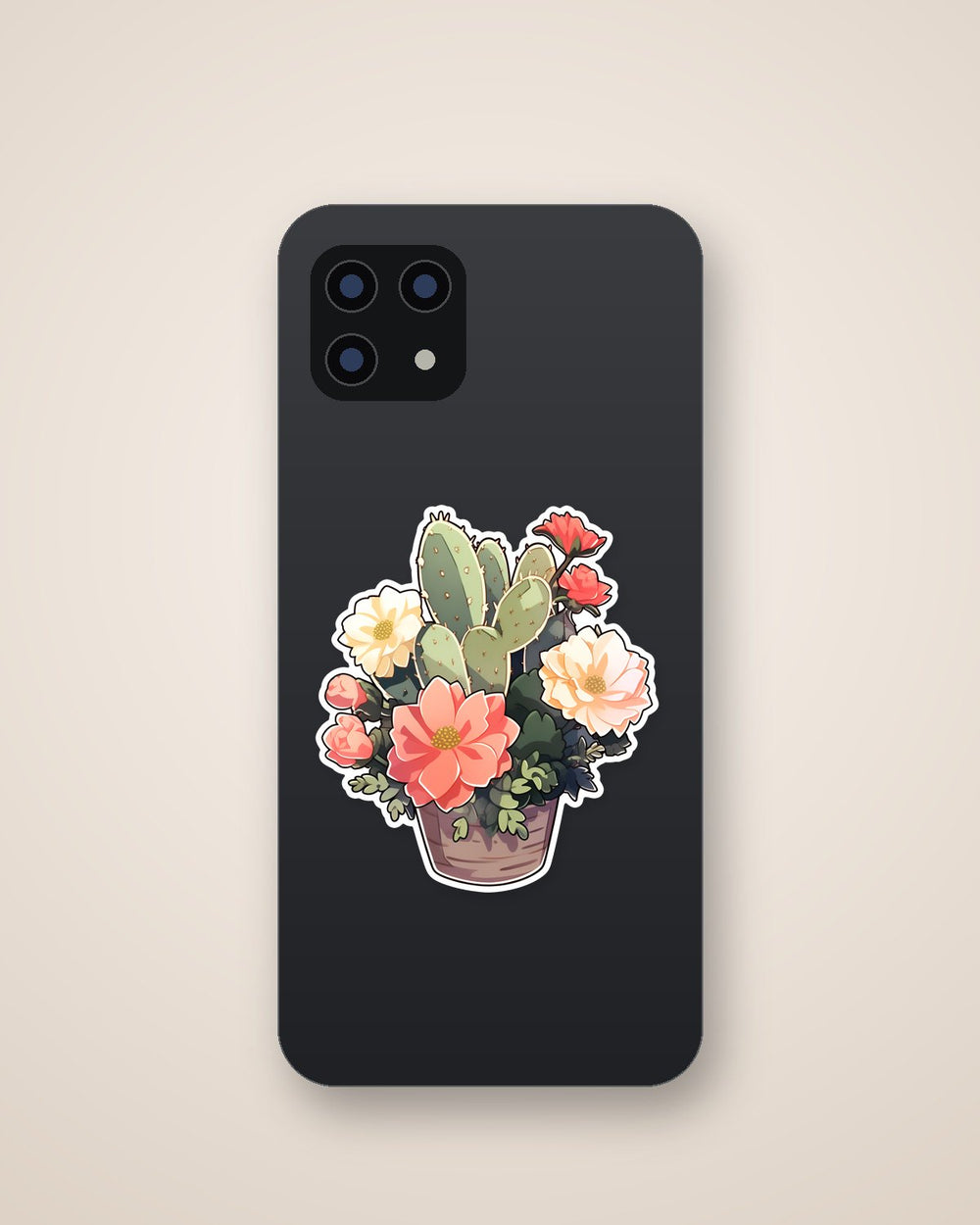Cactus with Beautiful Flowers Sticker