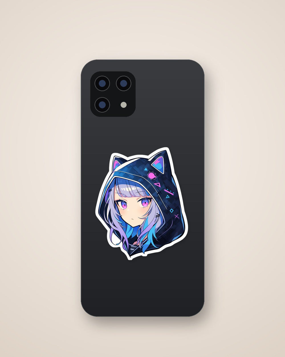 Anime Girl with Pink & Purple Eyes Sticker