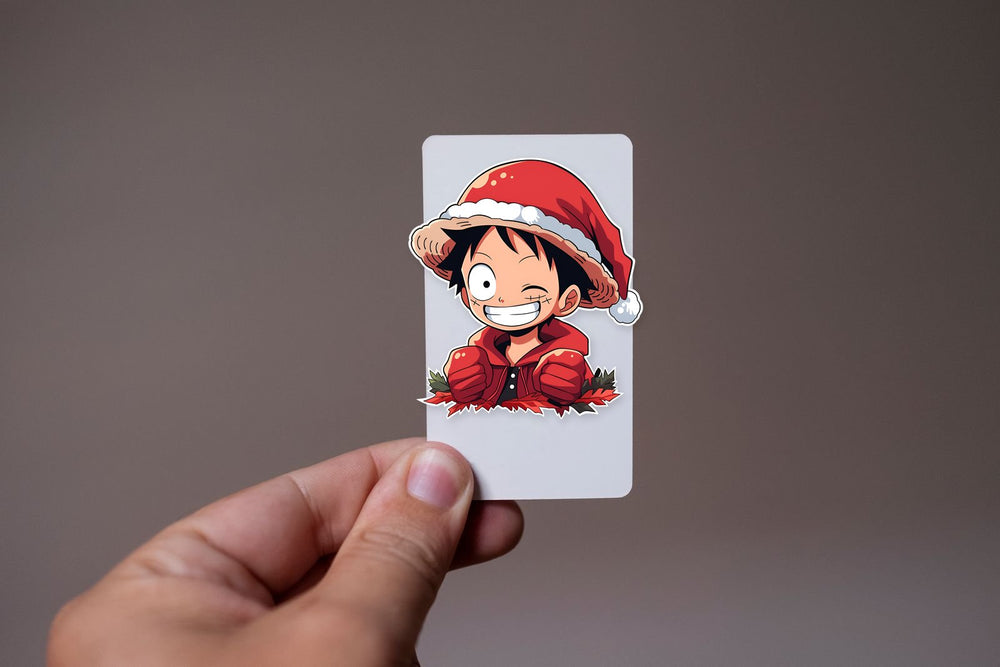 Funny Monkey D. Luffy in Christmas Outfit Sticker