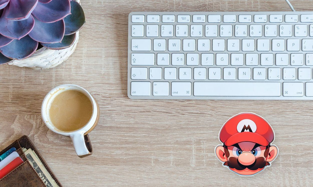 Angry Mario Head Aesthetic Sticker