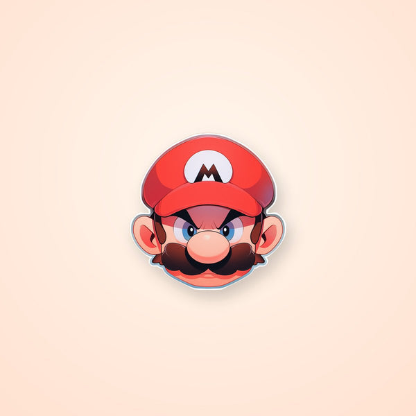 Angry Mario Head Aesthetic Sticker
