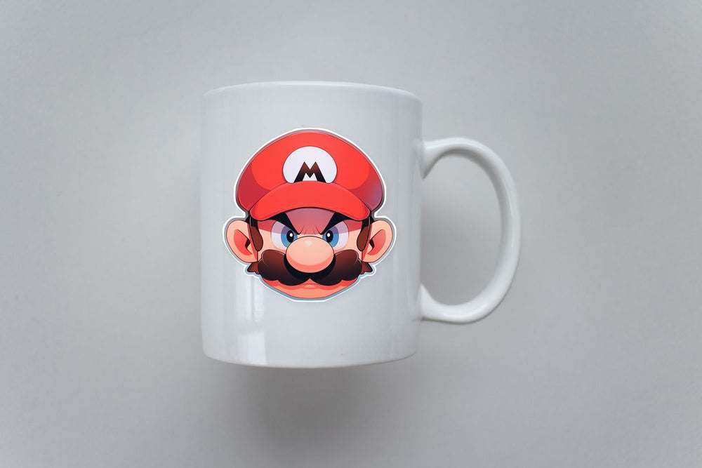 Angry Mario Head Aesthetic Sticker