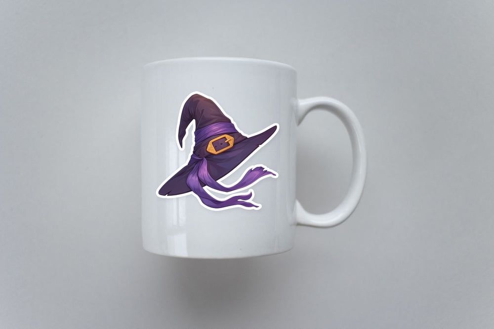 Witch Hat Purple Ribbon Sticker