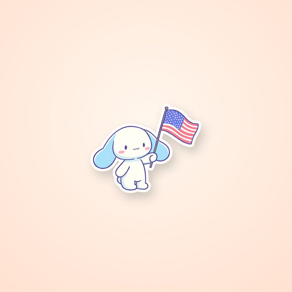 Cinnamoroll Waving USA Flag Kawaii Sticker