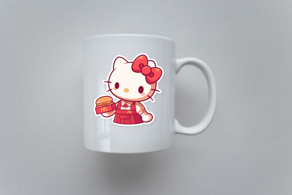 Hello Kitty Mcdonalds Worker Sticker