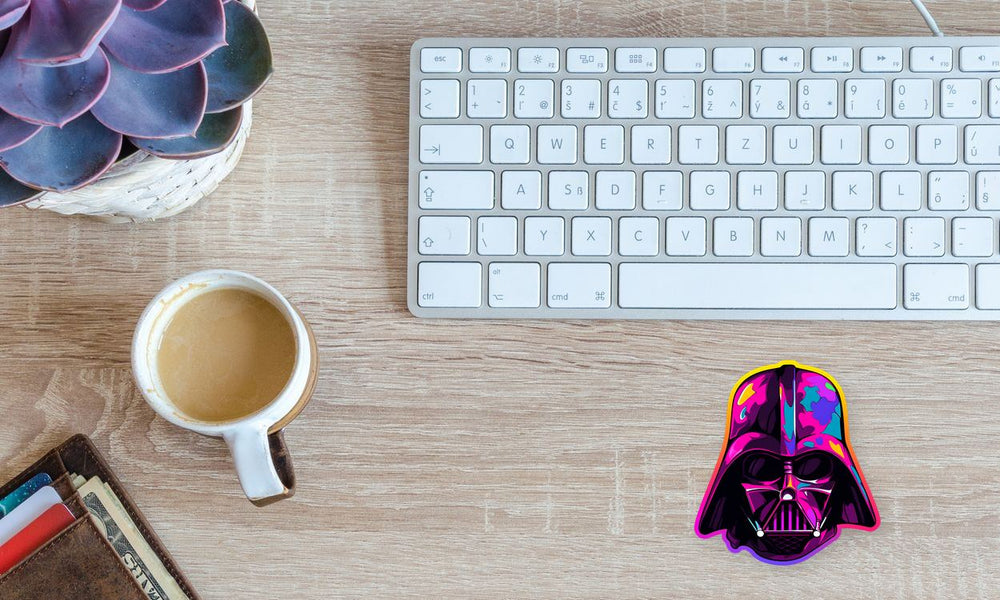 Pink Darth Vader Head Colorful Stroke Sticker