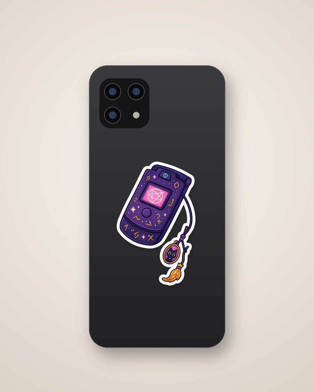 Magic Phone Occult Symbols Purple Sticker