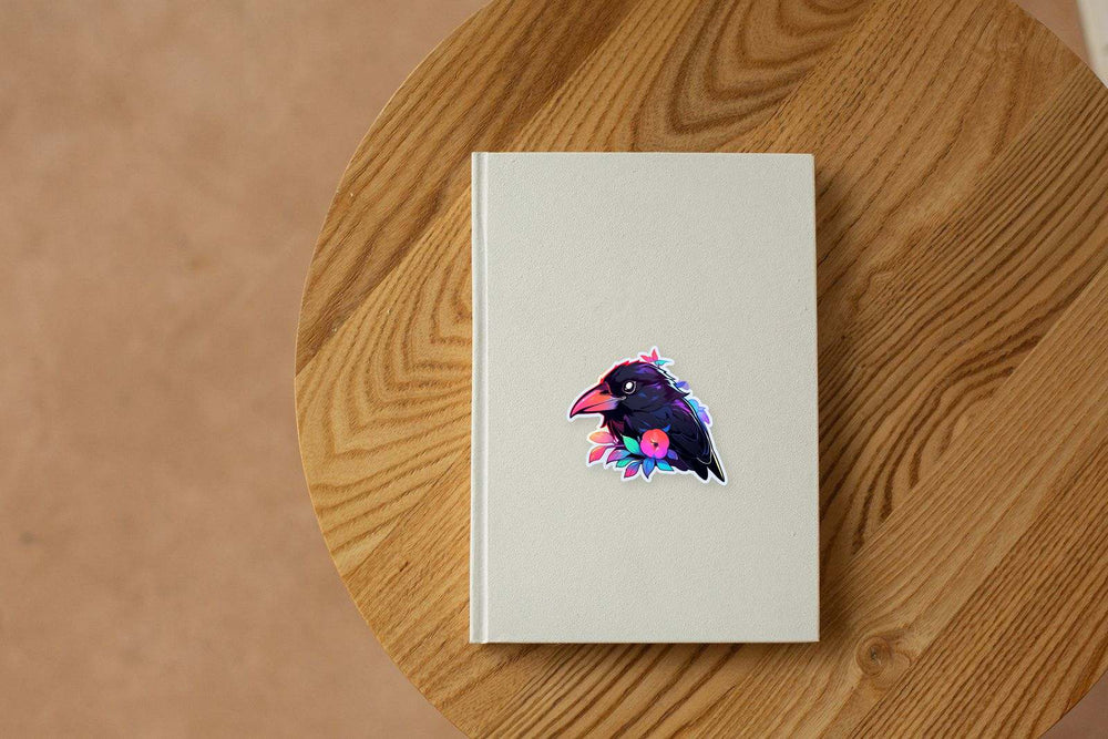 Crow & Leaves Colorful Sticker