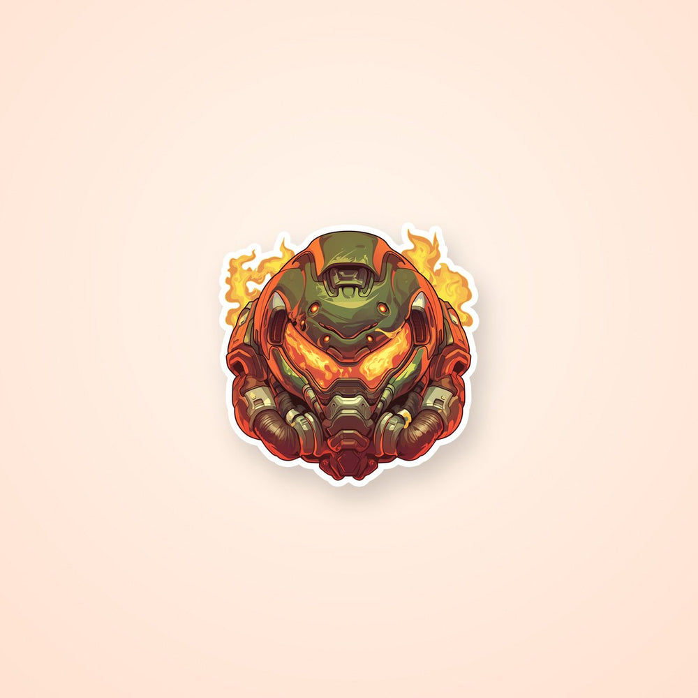 Doom Slayer Flaming Helmet Sticker