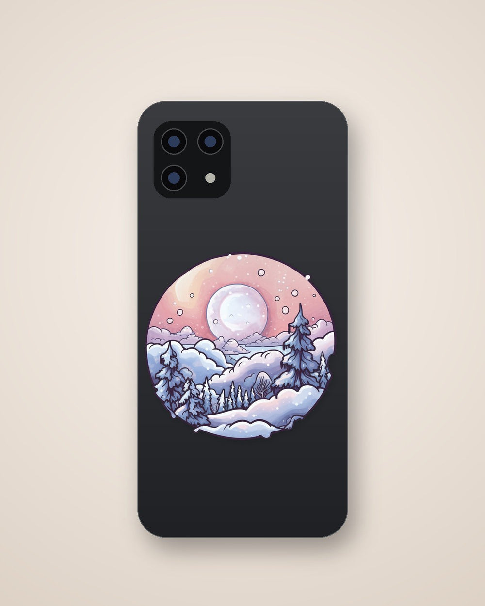 Aesthetic Winter Snowy Landscape Round Sticker
