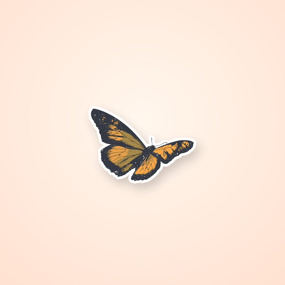 Vintage Monarch Butterfly Grunge Art Sticker