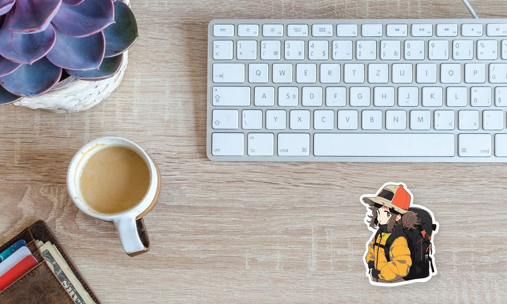 Cute Anime Girl with Backpack Sticker