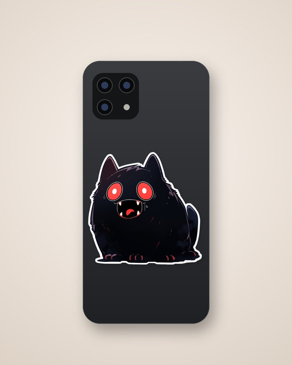 Scary Black Cat with Red Eyes Sticker