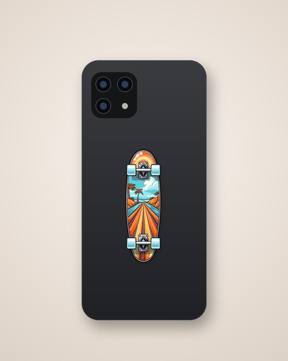 Retro Skateboard Road to Beach Print Sticker