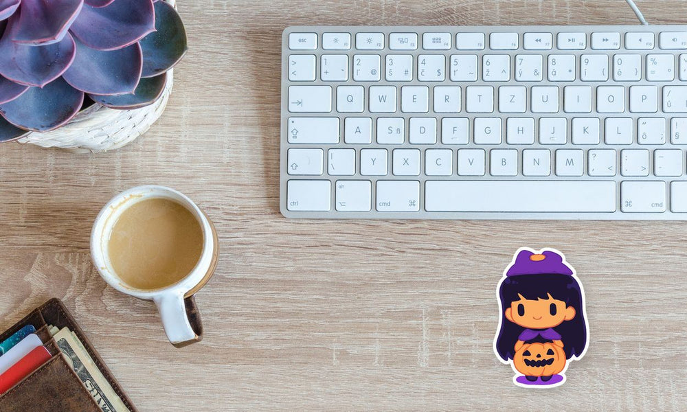 Cute Chibi Girl Pumpkin Dress Sticker
