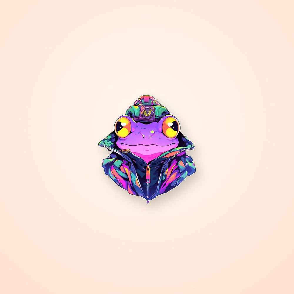 Colorful Trippy Frog Art Sticker