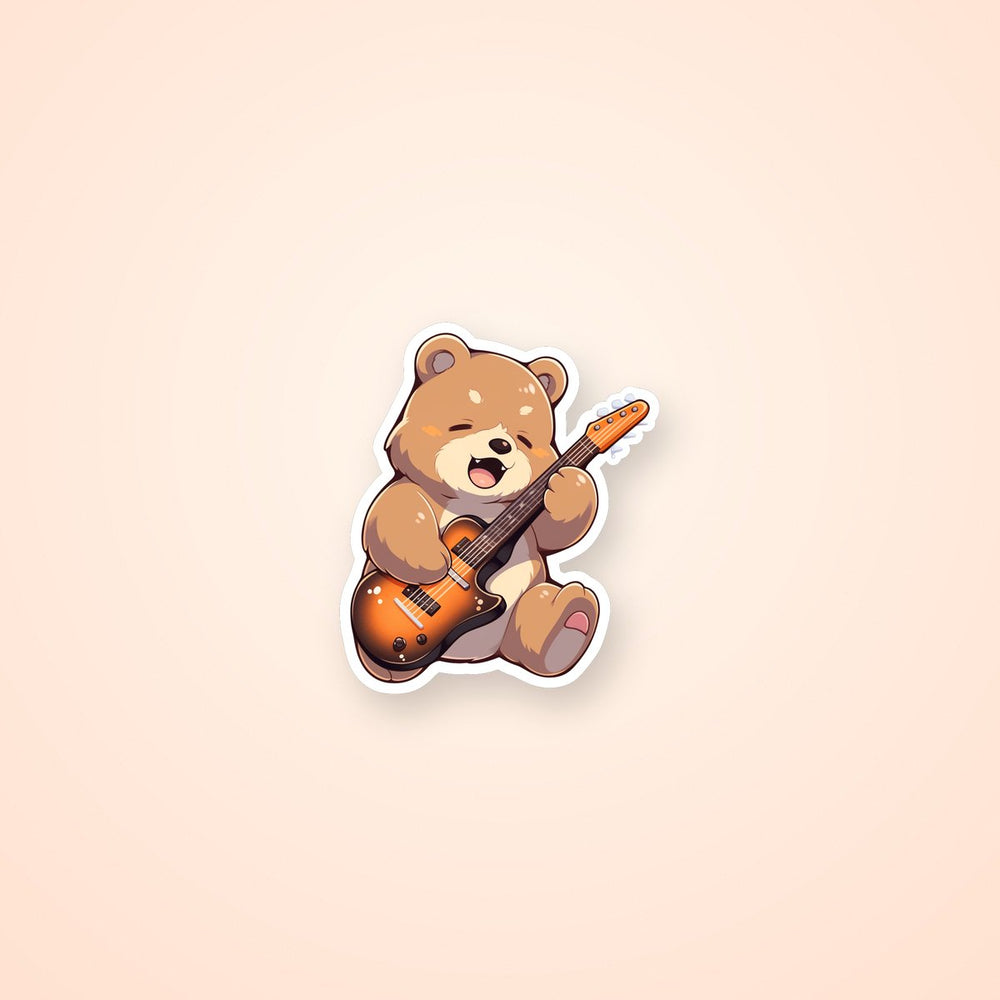 Brown Bear Playing Guitar Sticker
