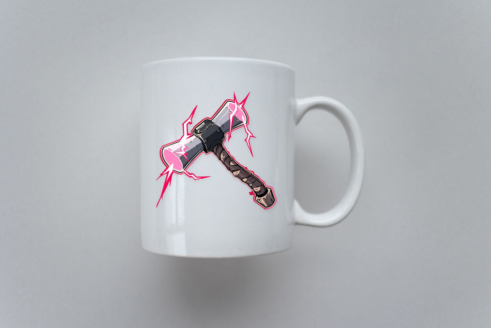 Hammer with Red Lightning Bolts Sticker