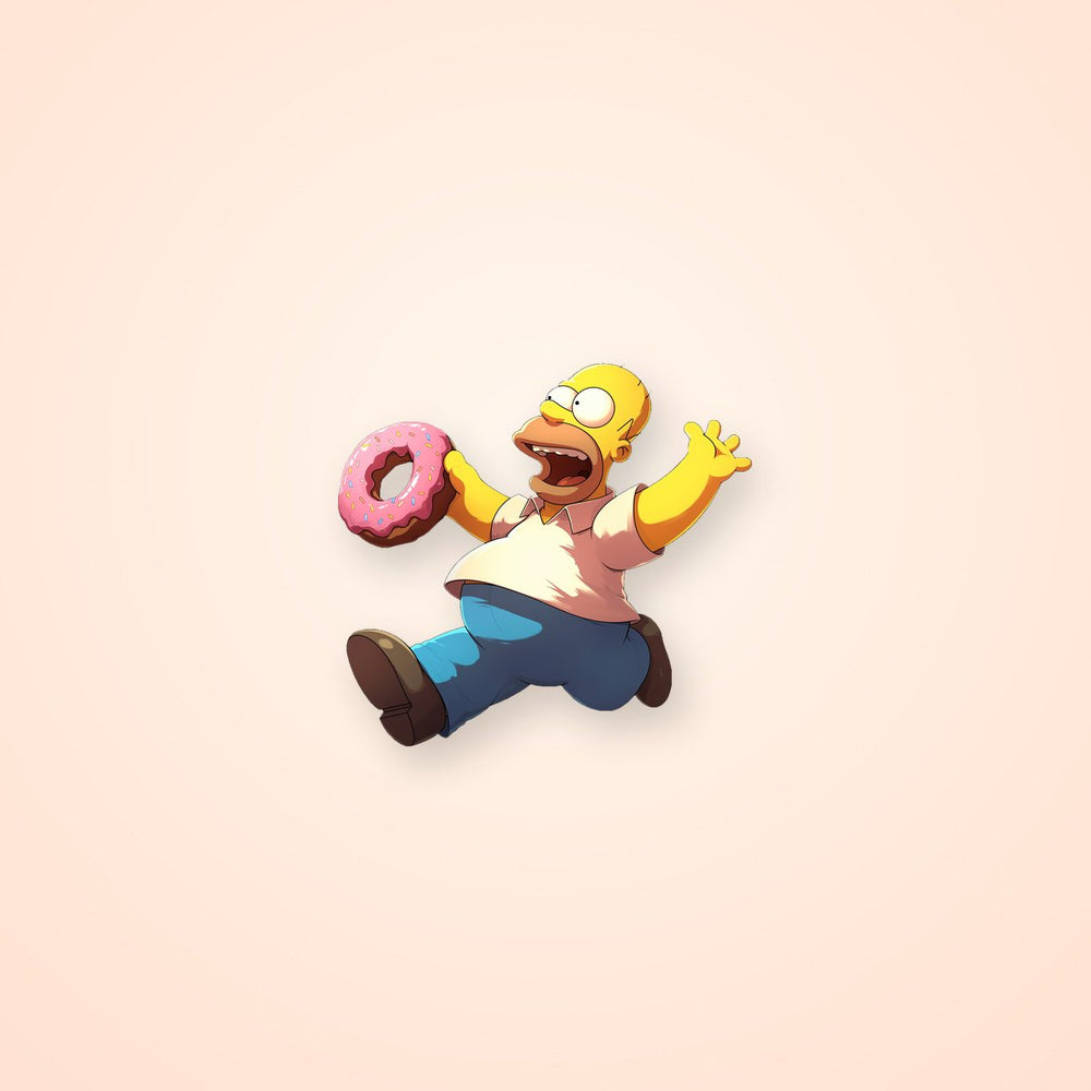 The Simpsons Homer Chasing Giant Donut Sticker