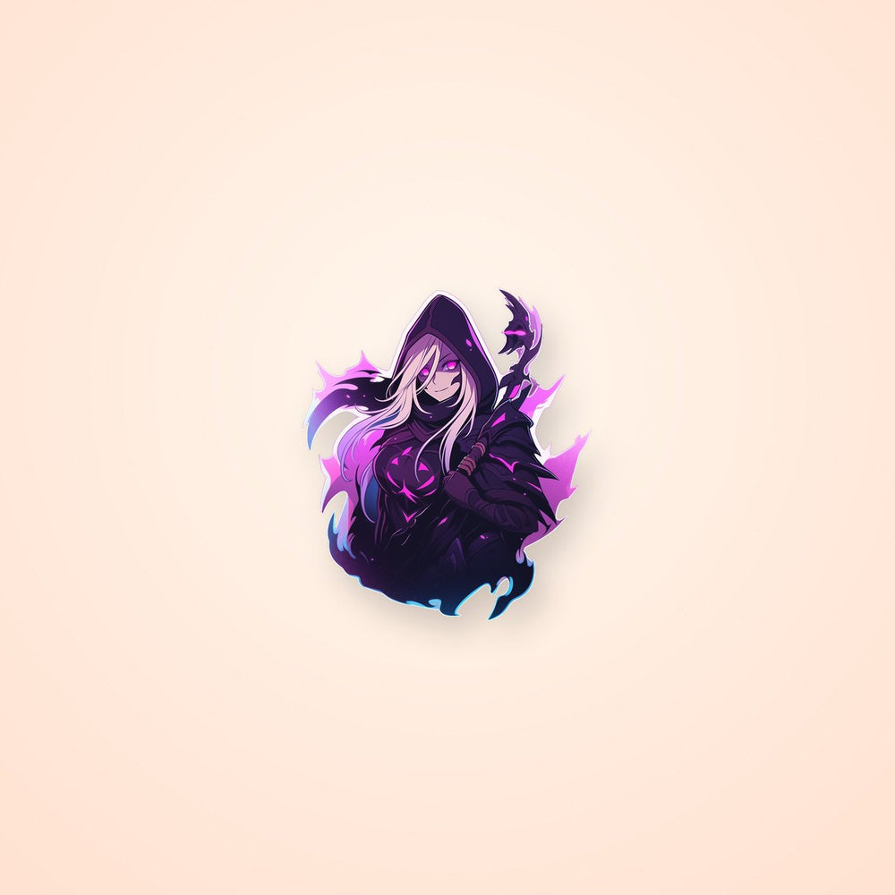 Magical Anime Girl with Staff Purple Sticker