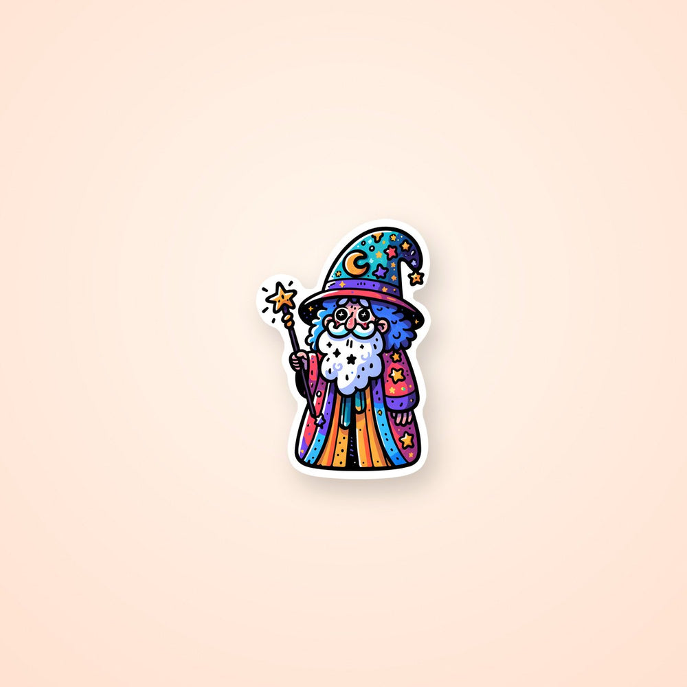 Colorful Wizard with Magic Wand Sticker