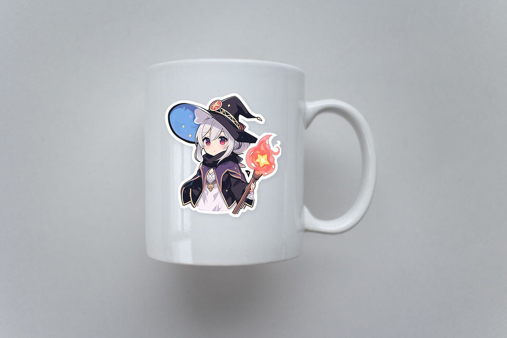 Anime Girl in Magical Hat with Torch Sticker