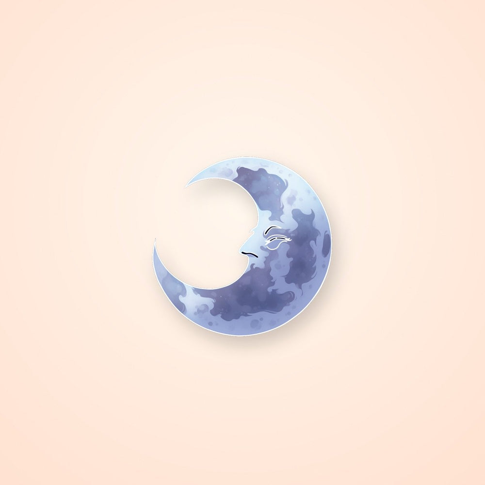 Grey Crescent Moon Sticker