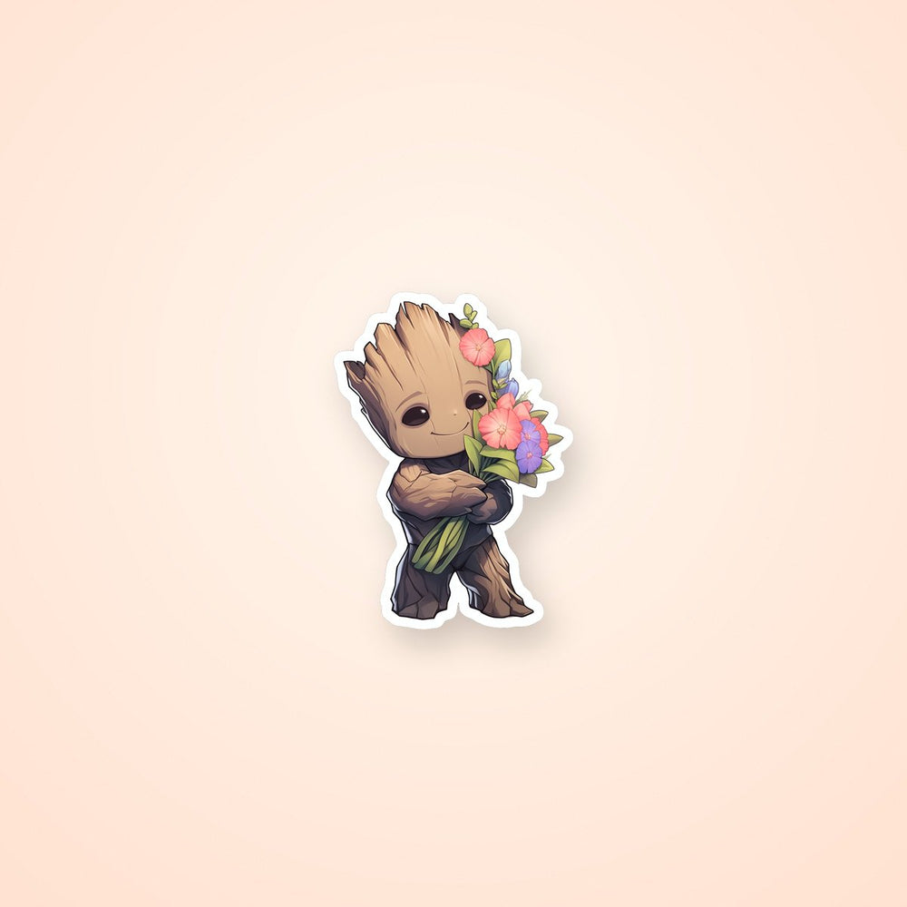Groot with a Bouquet of Flowers Marvel Sticker