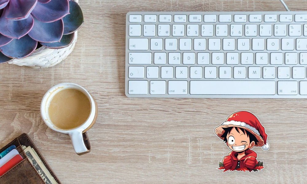 Funny Monkey D. Luffy in Christmas Outfit Sticker