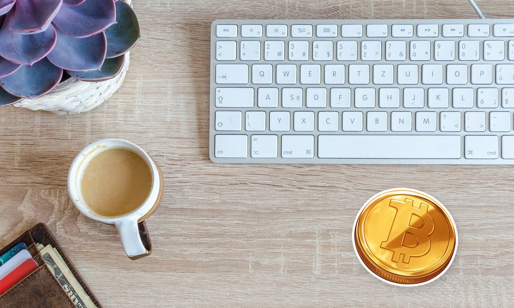 Gold Bitcoin Coin Sticker