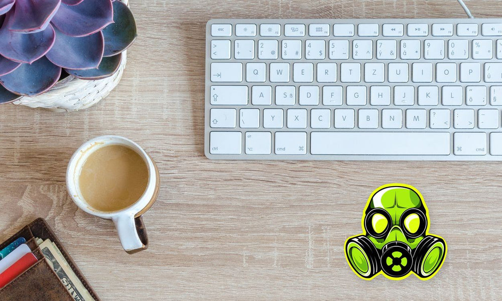 Toxic Gas Mask Green Stroke Sticker