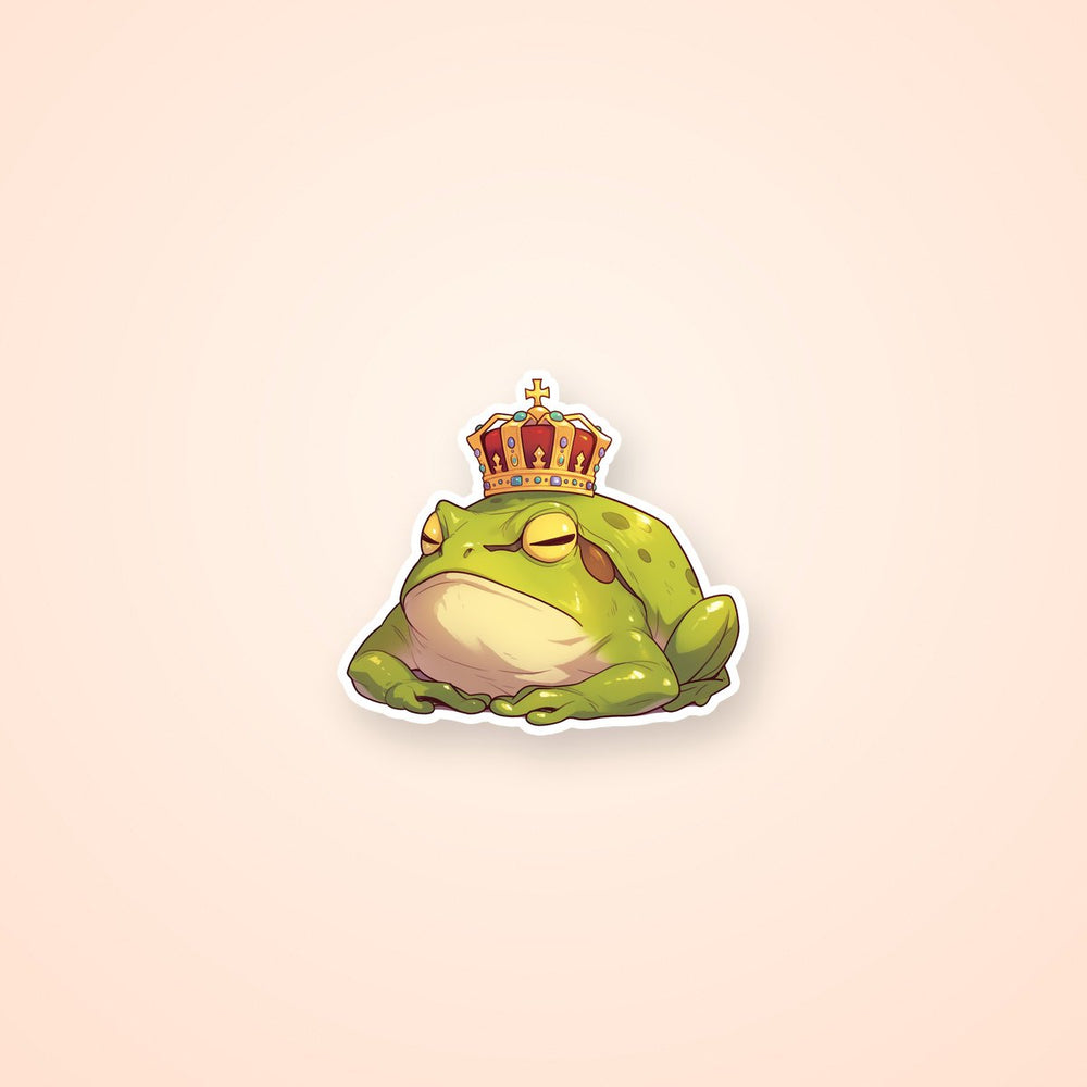 Grumpy Frog King Crown Sticker