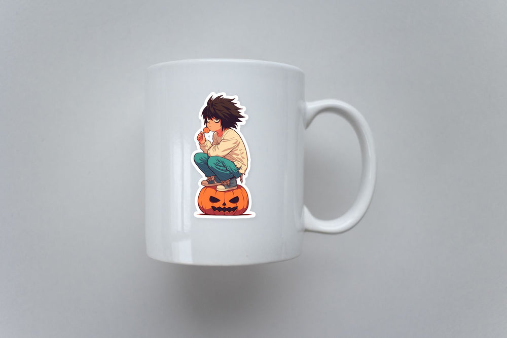 L Death Note Halloween Pumpkin Sticker