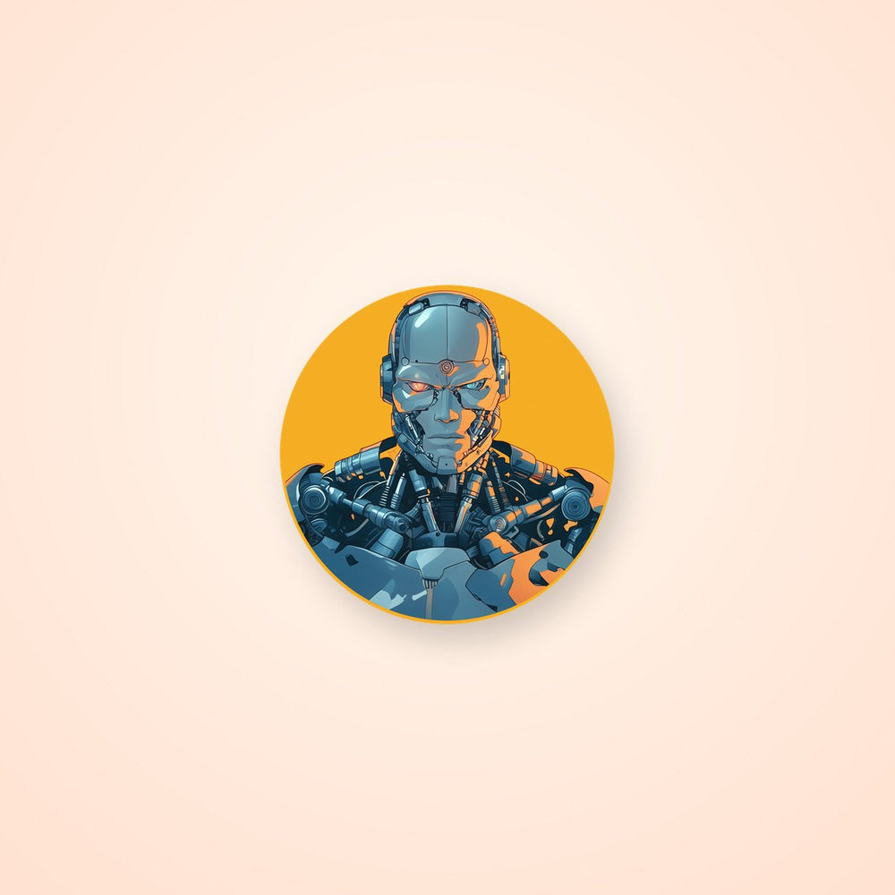 Cyborg Retro Robot Sticker