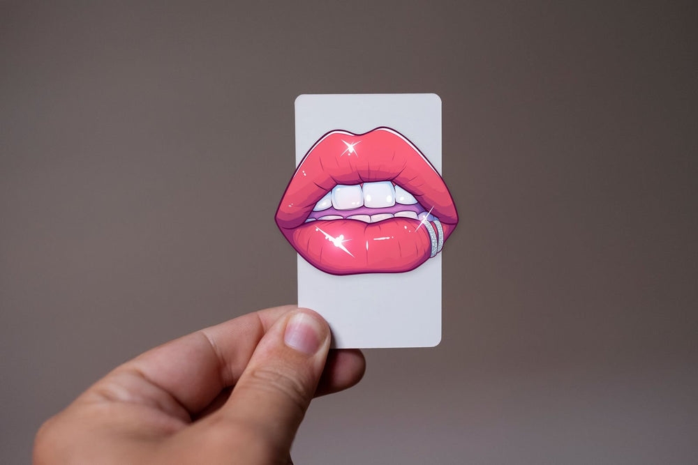Baddie Glossy Pink Lips Bite Sticker