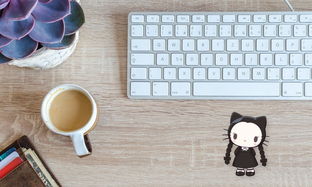 Wednesday Addams Hello Kitty Costume Sticker