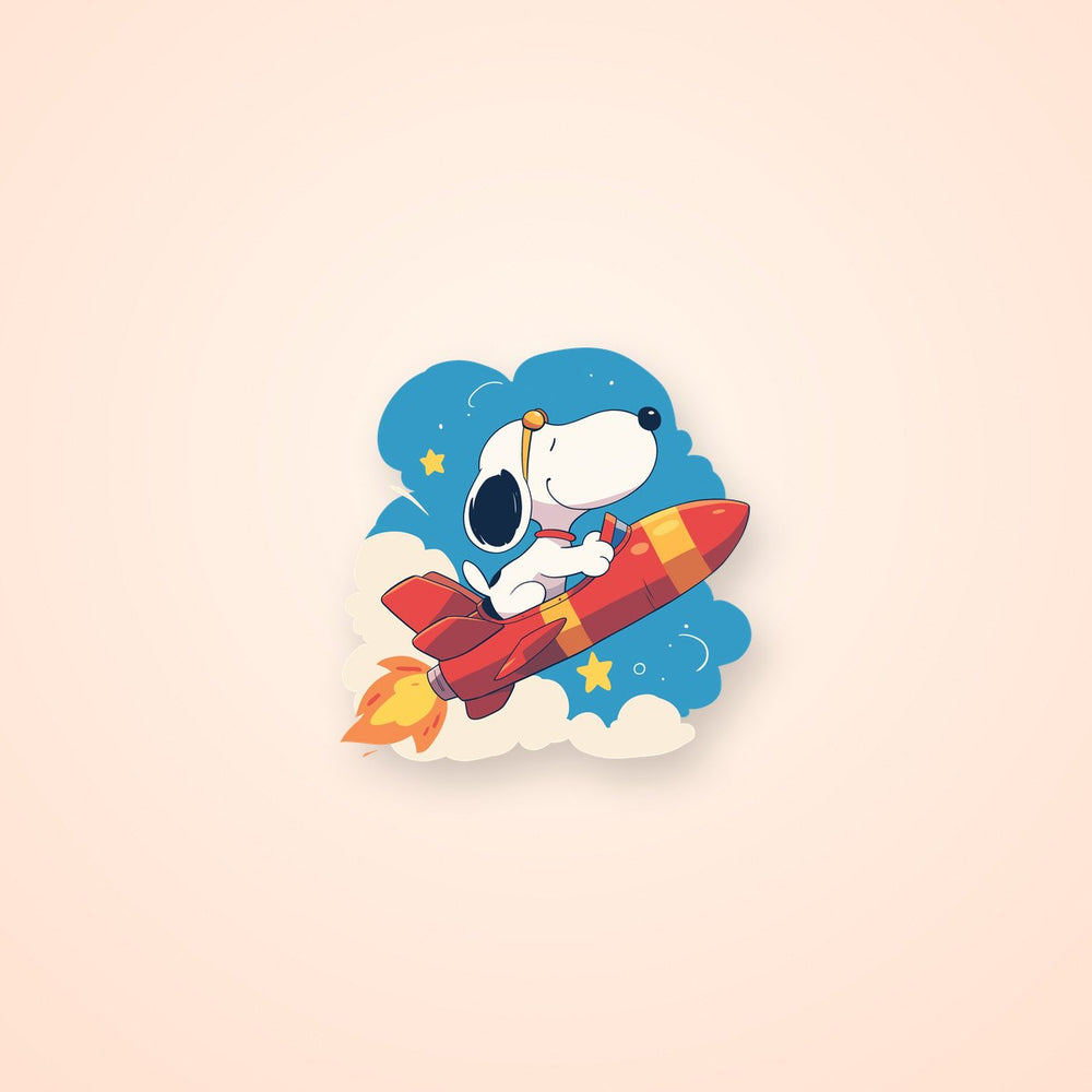Snoopy Rocket Flying Sticker