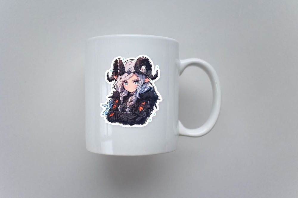 Viking Anime Girl with Horns Sticker