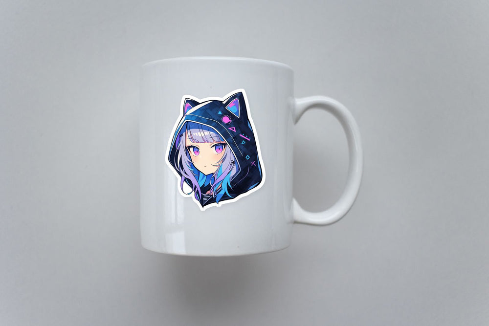 Anime Girl with Pink & Purple Eyes Sticker