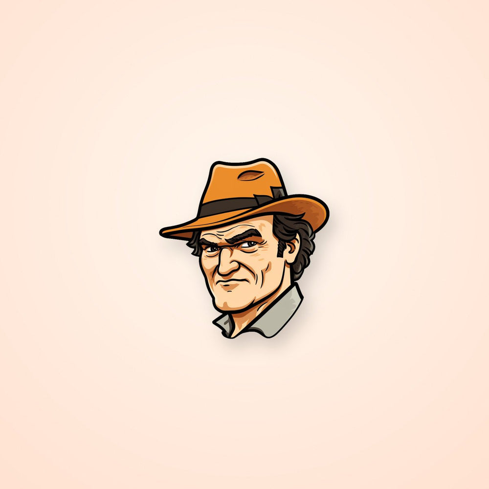 Tarantino in Hat Cartoon Sticker