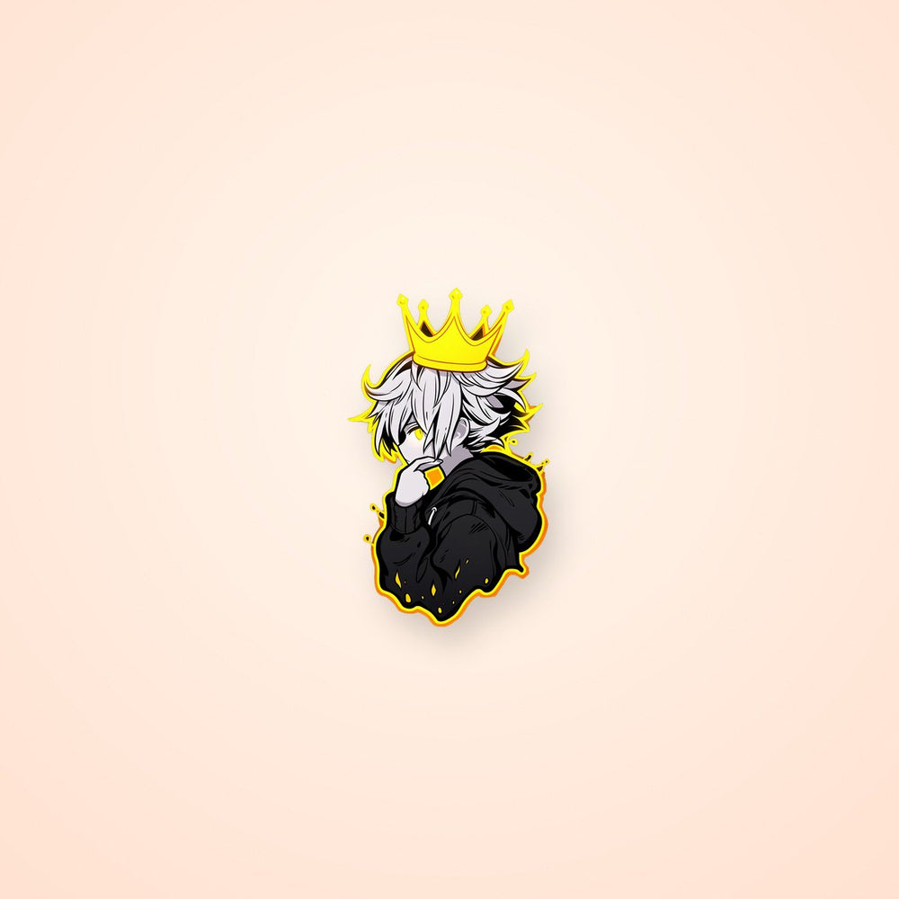 Anime Guy with Crown Yellow Stroke Sticker